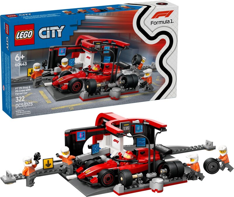 LEGO City 60443 F1 Pit Stop & Pit Crew with Ferrari Car