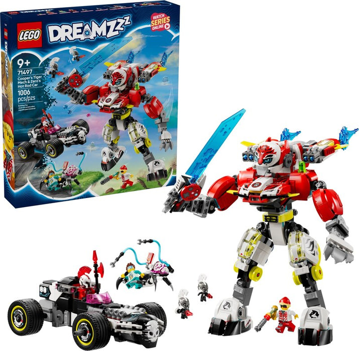 LEGO DREAMZzz 71497 Coopers Tiger Mech & Zeros Hot Rod Car