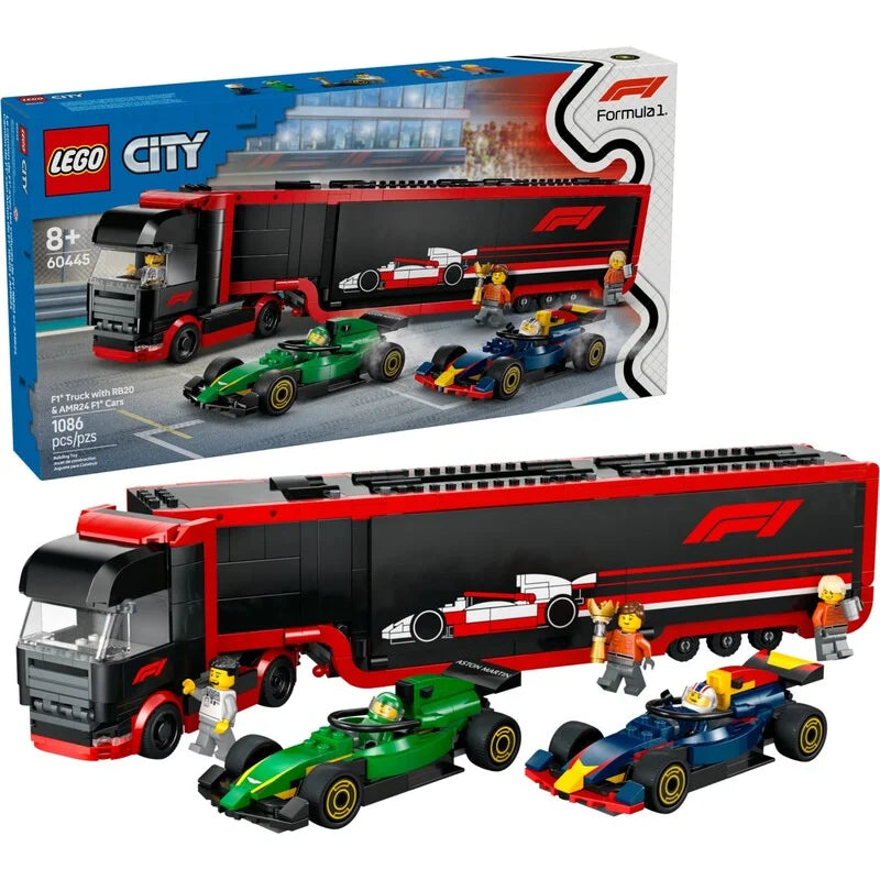 LEGO City 60445 F1 Truck with RB20 & AMR24 F1 Cars