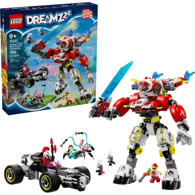 LEGO DREAMZzz 71497 Coopers Tiger Mech & Zeros Hot Rod Car